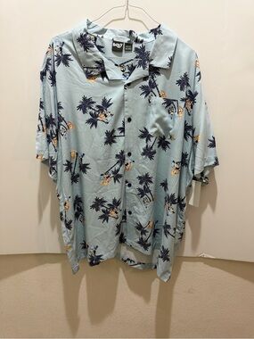 Bluey Cartoon Light Blue Hawaiian Camp Shirt Size 3XL